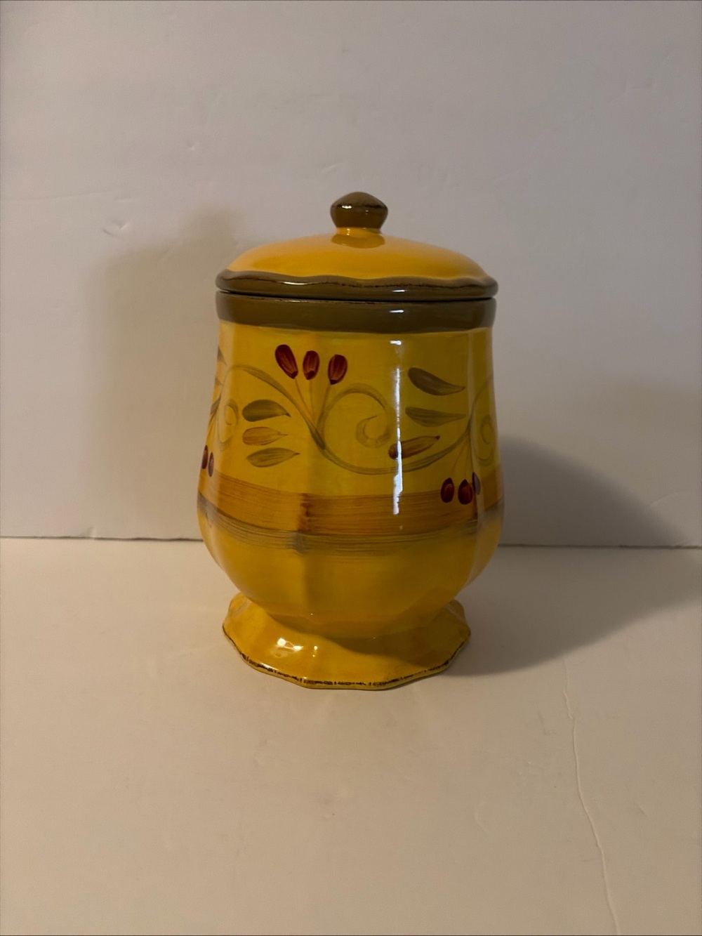Home Trends Italian Villa Medium Canister with Lid 7.5" Stoneware Tuscan Design